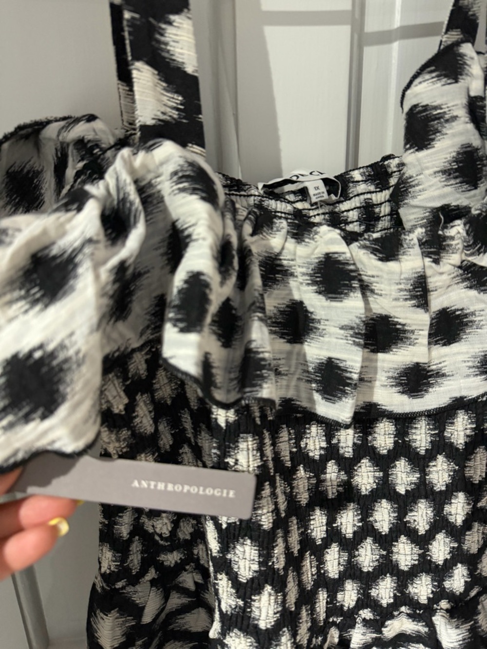Maude Black and White Smocked Tiered Dress from Anthropologie - Picture 7 of 8